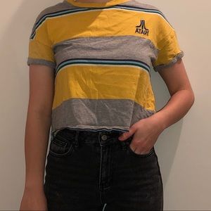 Retro Multi-Colored Striped “Atari” Cuffed T-Shirt